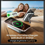 Remax CX-2 Magnetic 15W Wireless Power Bank 10000mAh with Built-in Foldable Stand Dual Fast Charging Power Banks with Cable
