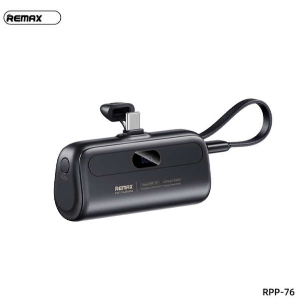 REMAX Capsule Series 20W Cabled Type-C Emergency Direct Fast Charging Power Bank 5000mAh RPP-76